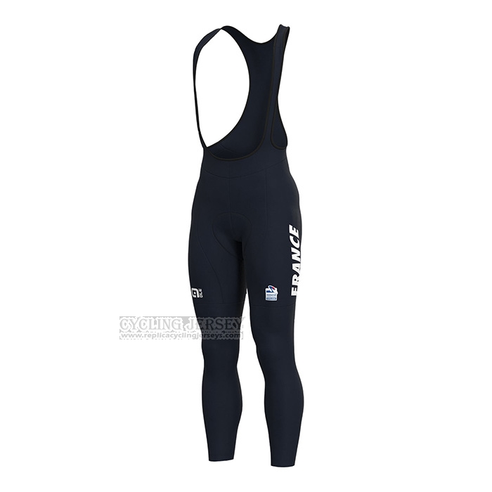2022 Cycling Jersey France Blue Long Sleeve and Bib Short